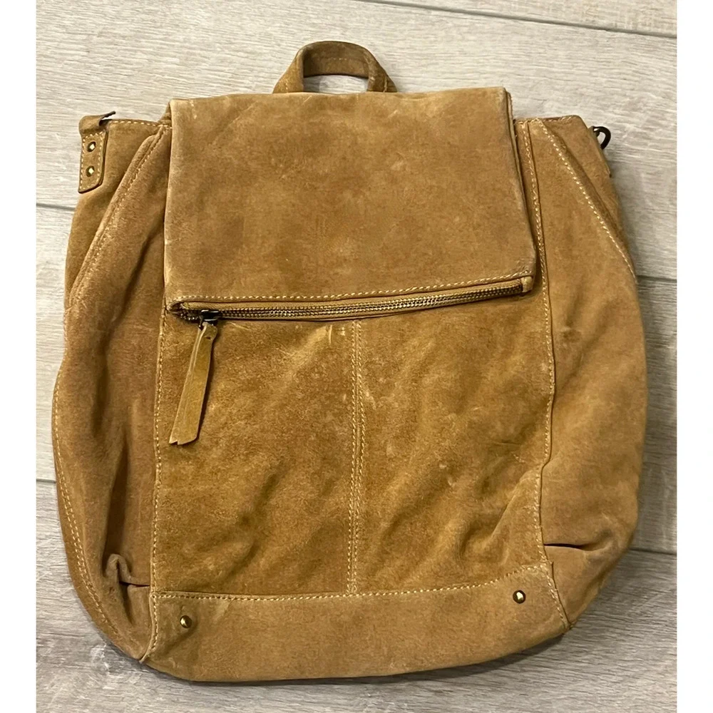 FREE PEOPLE BROWN CAMILLA CONVERTIBLE SUEDE LEATHER SHOULDER BAG BACKPACK